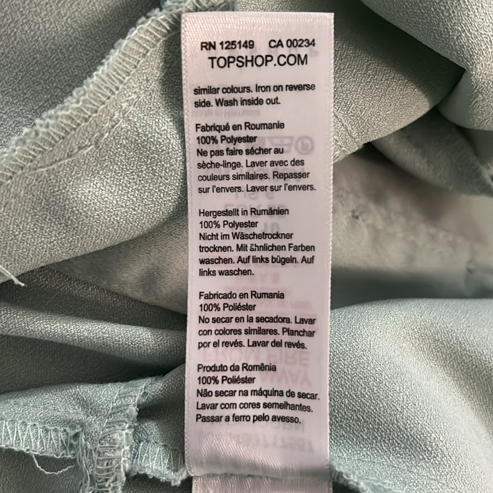 Topshop Pistachio Green Fitted Long Sleeve Top Button Detail Size 6 Pastel - Picture 11 of 11